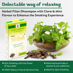 Clove Mint Flavored Herbal Filter Dhoompan Sticks - Pack Of 2X 10 Pcs Herbal Cigarette | Bidi Sticks Rolled In Tendu Leaves, Non-Addictive Sticks - Tobacco Free & Nicotine Free