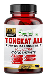 Humming Herbs Tongkat Ali Eurycoma Longifolia 6 - In - 1 Blend With Korean Ginseng, Horny Goat Weed, L- Arginine, Black Pepper Powder & Beet Root For Men's Health | 90 Capsules 150gm 0.3lbs