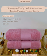 Rangoli Soft Absorbent Durable Towels Earthly Egyption Cotton Plush Luxurious Large Size Bath Towel 1000 Gsm (Peach)- Pack Of 2