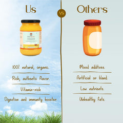 Organic Pure Desi Cow Ghee By Desi Savour | Traditional Vedic Bilona Method Hand Churned Healthy Grass Fed Cow Ghee Good For Garnish | (500ml) 16.9 Ounce | Jar Pack