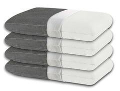 Memory Foam Pillow, Orthopedic Bed Pillow, Grey & White - 22 X 14 X 3.5 Inches | For Neck & Shoulder Pain Relief - Free Pillow Cover | Perfect For All Sleep Positions - Pack Of 4