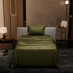 Single Bedsheet With 1 Pillow Cover - 60 X 90 Inches, Olive | Premium Bedding Set, Home Decor, Wedding Gift For Couples, Housewarming, Anniversary