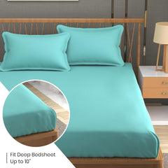 Queen Size Solid Plain Bedsheet Set Includes 2 Pillow Covers - 90 X 95 Inches, Aqua | Exceptional Softness & Breathability | Premium Microfiber Material