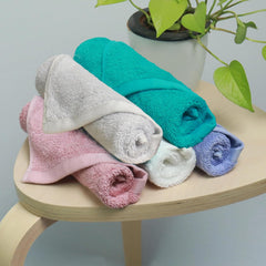 Heelium Bamboo Face Towel 900 Gsm | Ultra Absorbent & Odour-Free 3x Softer Than Cotton Towels | Pack Of 5 -Teal, White, Iris, Peach & Light Grey