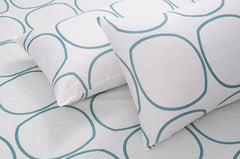Cotton Double Bedsheet For Queen Size With 2 Pillow Covers - 88 X 96 Inches, White & Blue | Good For Guest Houses, & Daily Home Use