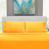Premium Solid Plain Single Bedsheet With 1 Matching Pillow Cover | Size 60 X 90 Inches, Yellow | 300 Thread Count Microfiber For Single Bedsheet