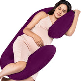 Full Body C Shape Pregnancy Pillow For Women, Maternity Pillow, Purple Color | Pillow Gift For Pregnancy Sleeping, Premium Velvet Cover With Zip | Adjustable, Relieves Pain, Multipurpose