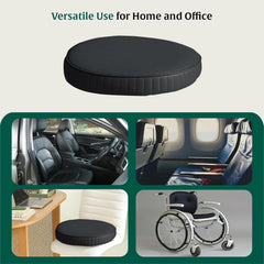 Round Chair Cushion Pad, Memory Foam Car Seat Cushion, Black, Size - 16 Inch | Tailbone, Hip & Back Pain Relief Sitting Pillow - Floor & Office Chair Cushion | Seat Cushion - Set Of 2