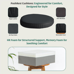 Round Chair Cushion Pad, Memory Foam Car Seat Cushion, Black, Size - 16 Inch | Tailbone, Hip & Back Pain Relief Sitting Pillow - Floor & Office Chair Cushion | Seat Cushion - Set Of 2