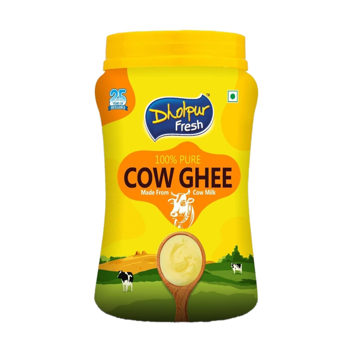 Pure Natural Cow Ghee By Dholpur Fresh | Delicious & Nutritious Healthy Desi Cow Ghee Good For Eyes | (500ml) 16.9 Ounce | Jar Pack
