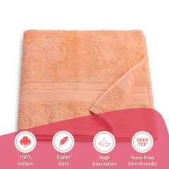 Livspace Bath Towel 475 Gsm | Bath Towels Large Size 100% Cotton, Solid Dyed, Super Soft, Absorbent (Paleto Collection - Peach Fuzz)
