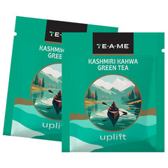 TE-A-ME Kashmiri Uplift Kahwa Green Tea - 25 Tea Bags | Infused With Cinnamon, Cardamom & Green Tea - Contains Caffeine, Packaging Might Vary