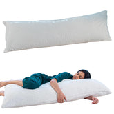 Full Body Hug Sleeping Pillow Memory Foam & Micro Fiber Pillow, White Color - 54 L X 20 W Inches | For Body Support, Pregnancy Long Pillow For Bed, Side Sleeper With Washable Cover
