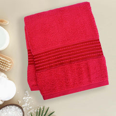 Micro Cotton Remy Basel Luxury Terry Cotton Bath Towel 550 Gsm | Super Comfortable 100% Long Staple Cotton Bath Towel (Cherry)