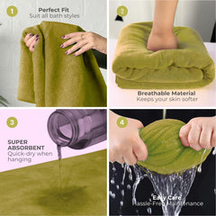 Black Gold The Finer Touch Premium Microfiber Bath Towel 800 Gsm | Ultra Soft & Absorbent Quick Dry Towel Lightweight Microfiber Bath Towel (Green) - Pack Of 2