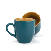 Ceramic Coffee Mug Set Of 2 - 300ml Each, Teal Green | Medium Mug With Glossy Finish - Stoneware Coffee Cup Set | Ceramic Cup - Microwave Safe