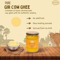 100% Natural A2 Bilona Gir Cow Ghee By Swarnamrit | Traditional Bilona Method Healthy Pure Desi Ghee Good For Parathe | (500ml) 16.9 Ounce | Jar Pack