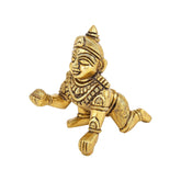Laddoo Gopal Ji, Baby Krishna Statue, Bal Gopal, Thakur Ji, Gold, Brass - 9 Cm, Eco Friendly, Handcrafted, Traditional Design, Washable, Occasion - Janmashtami, Home Worship, Religious, Idol