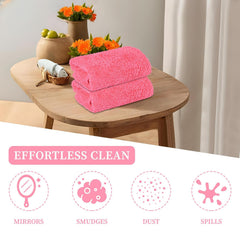 Kuber Industries Cleaning Towel 750 Gsm | Reusable & Water Absorbent Towels For Cleaning Glass, Kitchens & Bathrooms - Pack Of 4 (Pink)