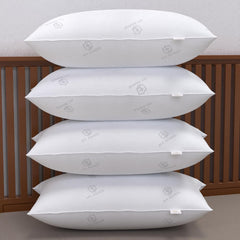 Microfiber Bed Pillows For Sleeping With Removable Zipper Cover - 26x17 Inches | White Pillows, Rectangular Shape, Easy Maintenance, Superior Softness, Best Pillow - Pack Of 4