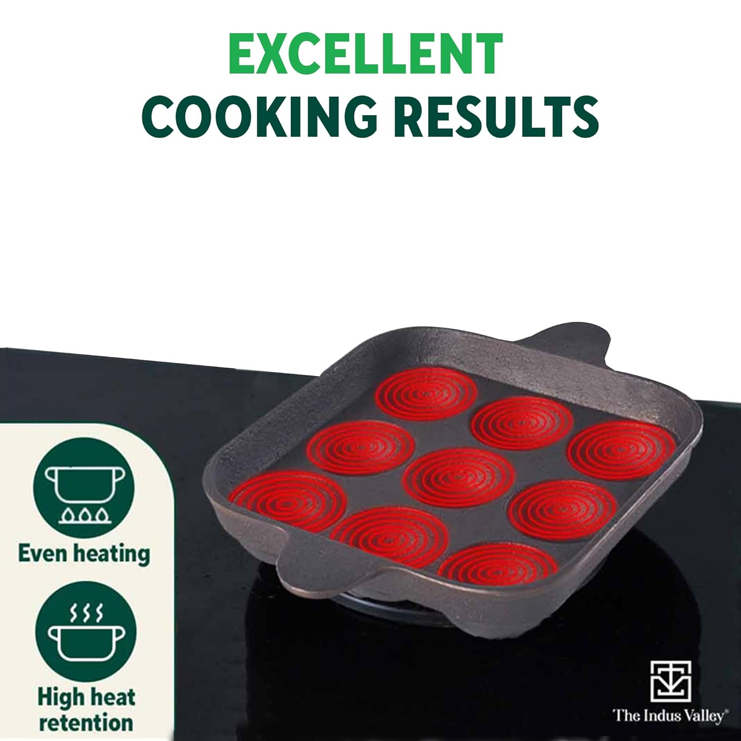 Pre-Seasoned Black Cast Iron Square Paniyaram Pan With Spatula - Small, 9 Pit, 9.4 Inch, 2.8 Kg | Induction Friendly - Nonstick Appe Or Paddu Pan,100% Pure & Toxin-Free, No Chemical Coating Pre-Seasoned Black Cast Iron Square Paniyaram Pan With Spatula - Small, 9 Pit, 9.4 Inch, 2.8 Kg | Induction Friendly - Nonstick Appe Or Paddu Pan,100% Pure & Toxin-Free, No Chemical Coating