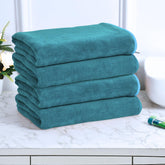 Black Gold The Finer Touch Premium Microfiber Bath Towels 1600 Gsm | Lightweight Ultra-Soft Fade Resistant (Peacock Green) - 4 Pcs