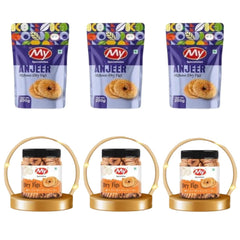 Premium Dried Afghani Anjeer Dried Figs By It'-z My Specialisties 1350gm, (200gm*3 & 250gm*3) | Rich Source Of Fibre Calcium, Iron | High In Minerals & Vitamins | Non-gmo Dried Figs Jar Pack & Packet | 47.6 Ounce | Pack Of 6