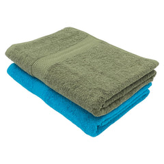 PatPug 100% Indian Ultra Soft Cotton 450 Gsm Bath Towel Large Bath Towel | Highly Absorbent Quick Drying Durable Towel For Men, Women & Kids (Olive Green & Cool Aqua)