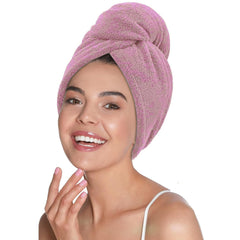 Mush Bamboo Hair Towel 300 Gsm | Ultra Soft, Absorbent & Anti Microbial Hair Wrap (Baby Pink)