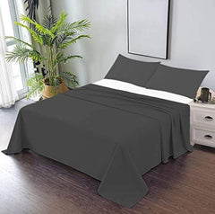 Double Bedsheets With 2 Pillow Covers - 81 X 96 Inches, Dark Grey | 750 Thread Count Sateen Finish Luxuries - Ideal For Guest Room, Hotel Quality | 3 Piece Bed Sheet