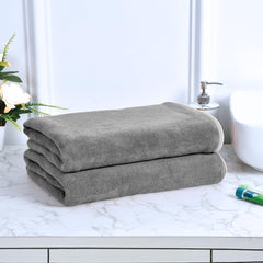 Hanorix 100% Cotton Large Size Bath Towel 900 Gsm | Soft Bath Towel For Men & Women Ultra Absorbent Cotton Towel Soft & Absorbent Towel (Gray) - Pack Of 2