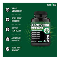 Adorreal Aloevera Extract Capsules, Weight Management, Boosts Digestion, Skin Health Support, Antioxidant Properties, Immunity Booster | 60 Capsules, 100gm 0.2lbs Each Pack Of 2