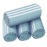 Destin Home Turkish Peshtemal Beach Towels 1.5 Kg | Cotton Soft, Lightweight, Quick-Drying & Absorbent For Beach Pool Spa Picnic Travel (Sea Green)- Set Of 4