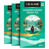 TE-A-ME Kashmiri Uplift Kahwa Green Tea - Pack Of 3 X 25 Tea Bags | Infused With Cinnamon, Cardamom & Green Tea - Contains Caffeine, Packaging Might Vary