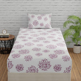 1 Single Bedsheet With 1 Pillow Cover | Durable & Long Lasting Fabric, Easy Hand & Machine Wash | Size - 55 X 88 Inches, White & Mauve
