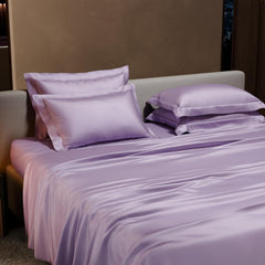 Bedding Set 1 Bedsheet King Size With 4 Pillow Cover - 108 X 108 Inches, Lilac | Wedding, Bedroom, Date Night Collection | 300 Thread Count