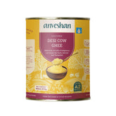 100% Natural A2 Cultured Desi Cow Ghee By Anveshan | High In Vitamins A, D & Healthy Bilona Method Desi Ghee Good For Improves Eyesight | (900ml) 30.4 Ounce | Tin Pack