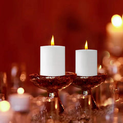 WHITE PILLAR CANDLES 4 INCH | PERFECT FOR CELEBRATION &DAILY USE CANDLE SET OF 6