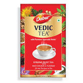 Dabur Vedic Tea With Premium Ayurvedic Herbs - 250gm, 8.8 Ounce | Premium Dust Tea Goodness Of 7 Natural Ingredients - Medium Caffeine Chai Patti, Rich Color & Flavor