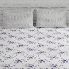 Super King Size Bedsheets 108 X 108 Inches With 2 Pillow Covers, Lavender & Grey | Premium Super Soft Super Cotton Bedsheet