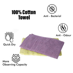 Kuber Industries Cotton Hand Towel 400 Gsm | Super Soft, Quick Absorbent & Anti-Bacterial Gym & Workout Towels - Purple & Green (2 Pieces)