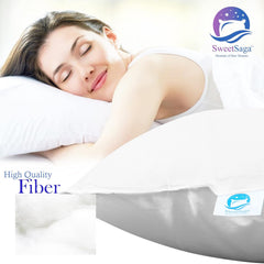Microfiber Filled Bed Pillow, Comfortable Sleep, White, Standard Size - 16 X 24 Inch | Neck Support, Anti Dust Mite, Antibacterial | Rectangle Shape, Pillow For Sleeping - Set Of 4