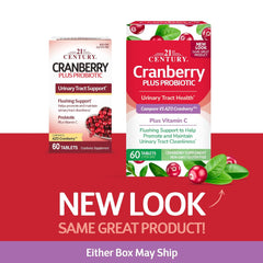 21st Century Cranberry Plus Probiotic, With Added Vitamin C Supports Urinary Tract Health & Helps Maintain Urinary Tract Cleanliness | 60 Tablets 100gm 0.2lbs
