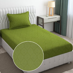 Soft Microfiber Single Bedsheet With 1 Pillow Covers - 60 X 90 Inches, Maximum Green | Wrinkle Free Design & Easy To Wash | Refreshing Your Bedroom Look