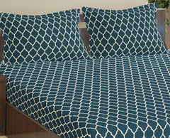Jaipuri Design Cotton King Size Printed Bedsheet With 2 Pillow Covers - 108 X 108 Inches, Deep Sea Blue | Ideal For Home Use & Perfect For Gifting On Weddings, Housewarmings & Festivals