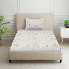 Polycotton Bedsheet For Single Bed With 1 Pillow Cover - 60 X 88 Inches, Grey | Skin Safe & Super Soft Small Size Bedsheet - 120 Thread Count