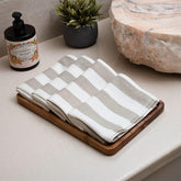 Debaans 100% Bamboo Hand Towels 800 Gsm | Buttery Soft, Ultra-Absorbent, Lightweight, Anti-Microbial, Hypoallergenic, Quick Dry Hand Towel (Set Of 4) - Olive Stripe