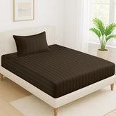 1 Single Bedsheet For King Size With 1 Pillow Covers | 36 X 78 Inches, Dark Brown - 130 Thread Count Soft & Comfortable | Ideal For Bedroom, Guest Room, House