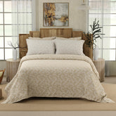 Cotton King Size Bedsheet With 4 Pillow Covers - Size 107 X 107 Inches, Beige & White | Light Weight & Breathable, Bedsheets Safe & Comfortable For Every Season