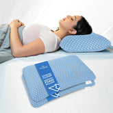Ergonomic Memory Foam Pillow For Neck Pain Relief - 21 X 14 X 4.5 Inch | Orthopedic Pillow For Side, Back Sleeping | For Head Pain Relief, Washable Jacquard Light Blue Cover - Pack Of 2